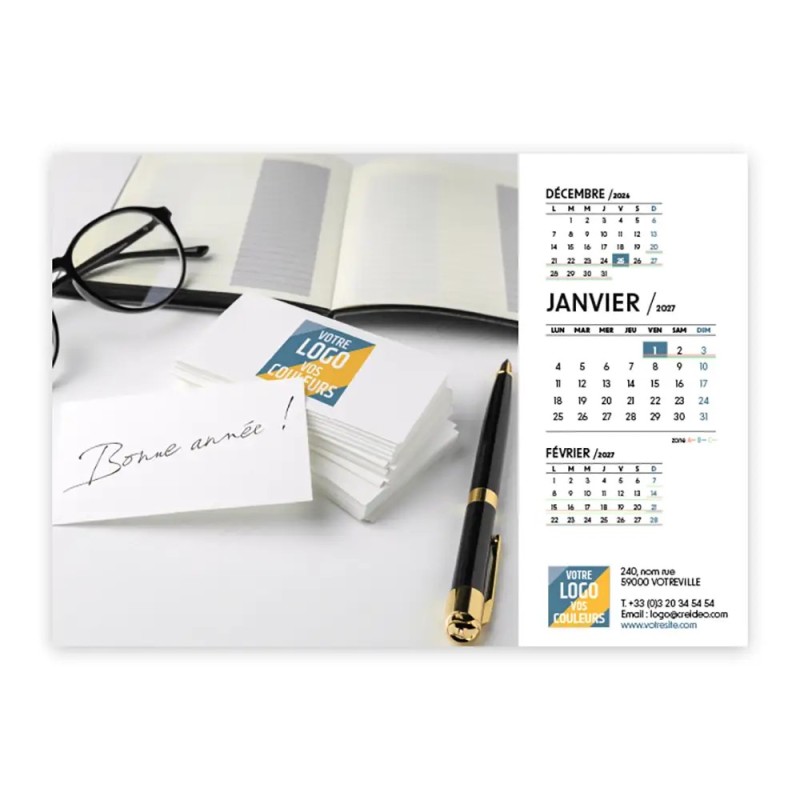 Calendrier chevalet A5 (21x15 cm) personnalisé - Logo intégré Au bureau