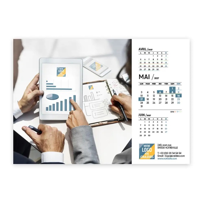 Calendrier chevalet A5 (21x15 cm) personnalisé - Logo intégré Au bureau