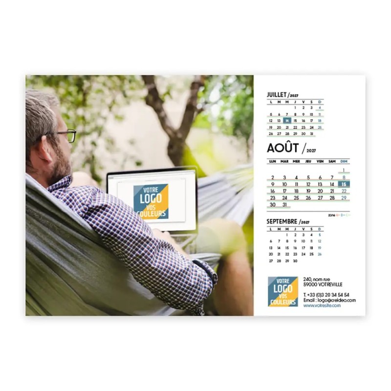 Calendrier chevalet A5 (21x15 cm) personnalisé - Logo intégré Au bureau