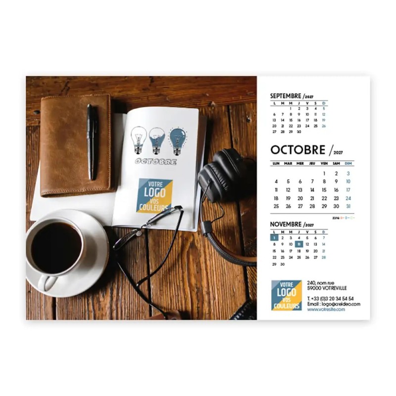 Calendrier chevalet A5 (21x15 cm) personnalisé - Logo intégré Au bureau