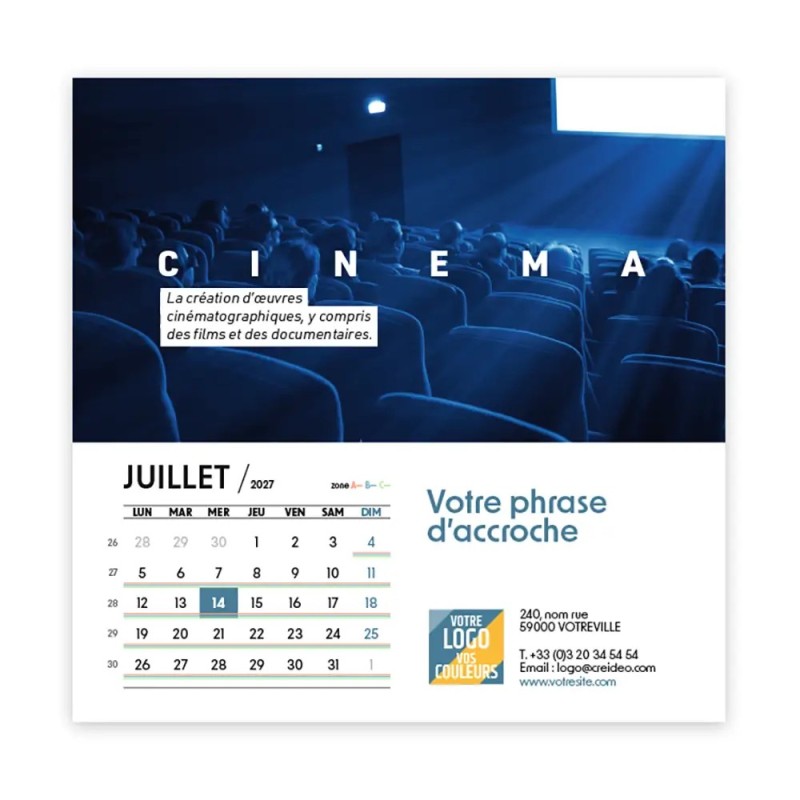 Calendrier chevalet carré (15x15 cm) personnalisé - Arts