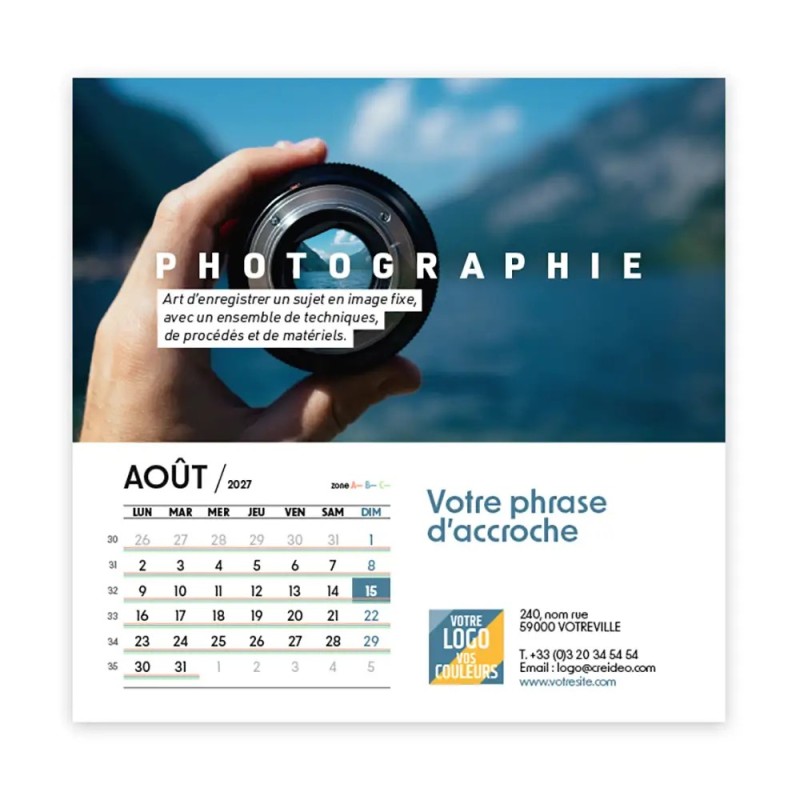 Calendrier chevalet carré (15x15 cm) personnalisé - Arts