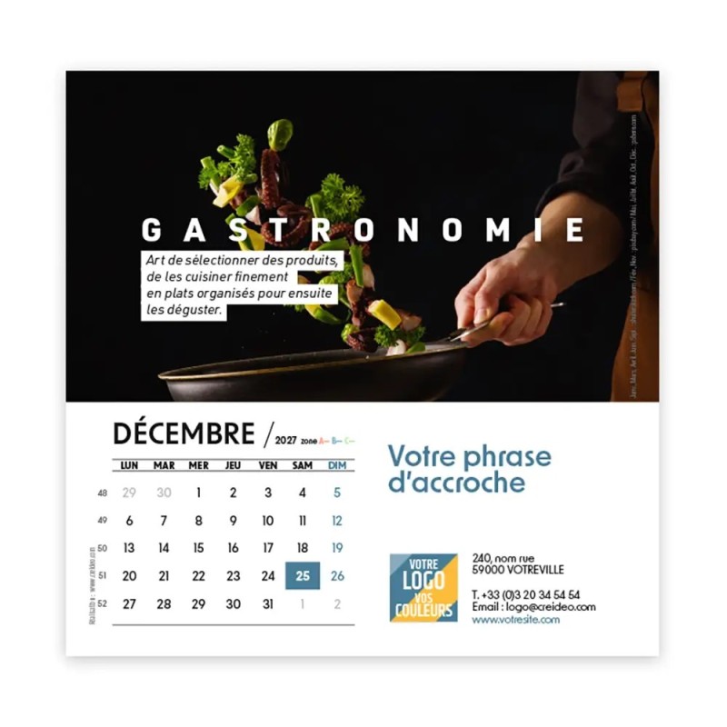 Calendrier chevalet carré (15x15 cm) personnalisé - Arts