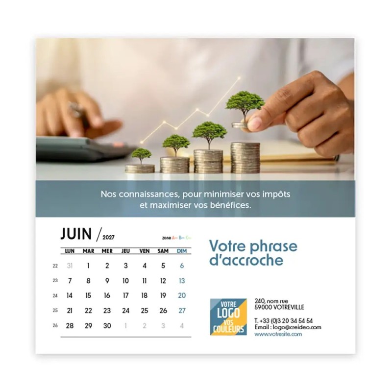 Calendrier chevalet carré (15x15 cm) personnalisé - Comptable