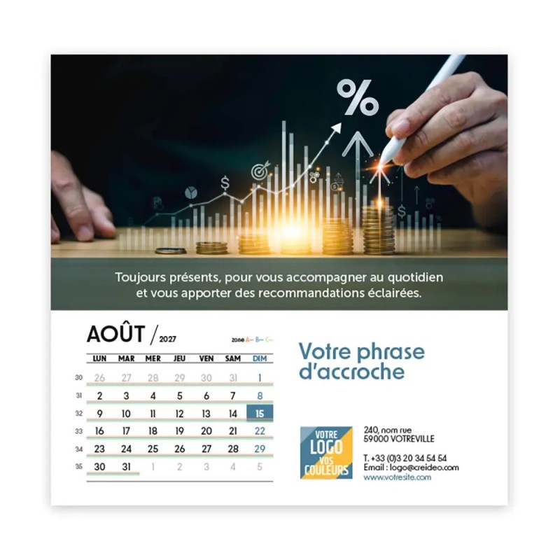 Calendrier chevalet carré (15x15 cm) personnalisé - Comptable