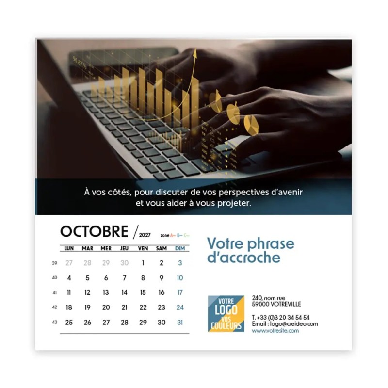 Calendrier chevalet carré (15x15 cm) personnalisé - Comptable