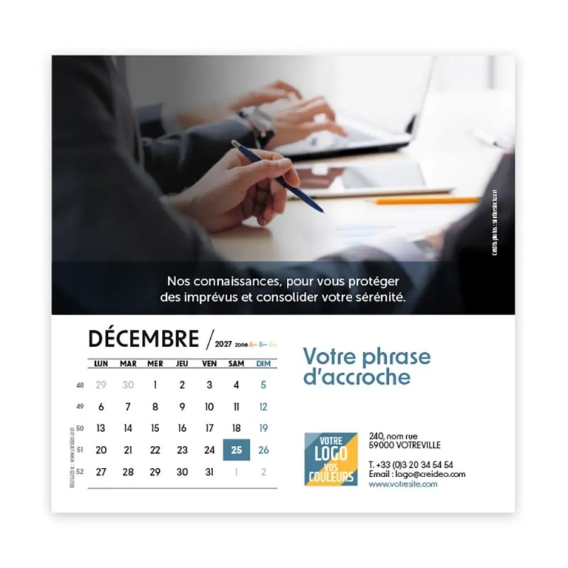 Calendrier chevalet carré (15x15 cm) personnalisé - Comptable