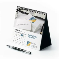 Calendrier chevalet carré (15x15 cm) personnalisé - Logo intégré Au bureau