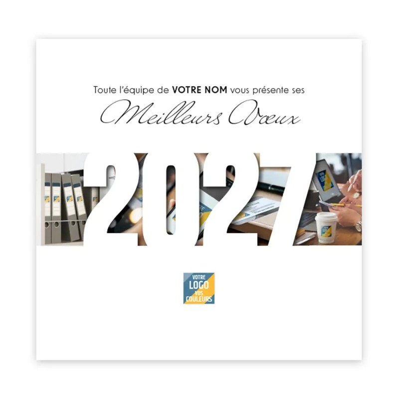 Calendrier chevalet carré (15x15 cm) personnalisé - Logo intégré Au bureau