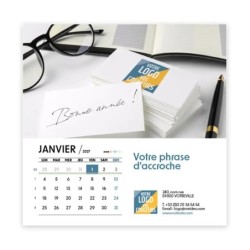 Calendrier chevalet carré (15x15 cm) personnalisé - Logo intégré Au bureau