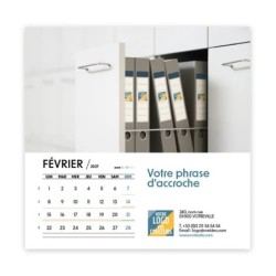 Calendrier chevalet carré (15x15 cm) personnalisé - Logo intégré Au bureau