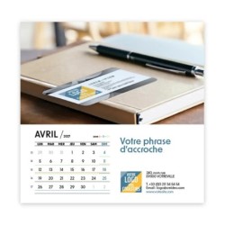 Calendrier chevalet carré (15x15 cm) personnalisé - Logo intégré Au bureau