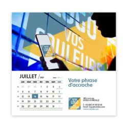 Calendrier chevalet carré (15x15 cm) personnalisé - Logo intégré Au bureau