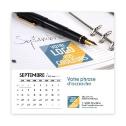 Calendrier chevalet carré (15x15 cm) personnalisé - Logo intégré Au bureau