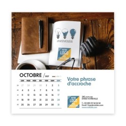 Calendrier chevalet carré (15x15 cm) personnalisé - Logo intégré Au bureau