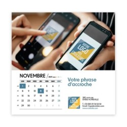 Calendrier chevalet carré (15x15 cm) personnalisé - Logo intégré Au bureau