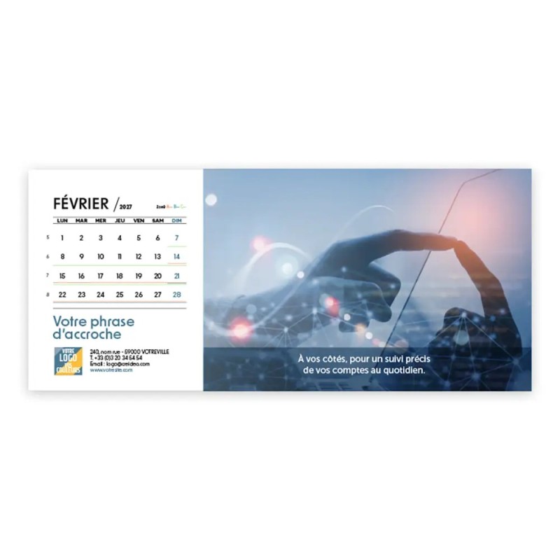 Calendrier chevalet horizontal (23x10 cm) personnalisé - Comptable