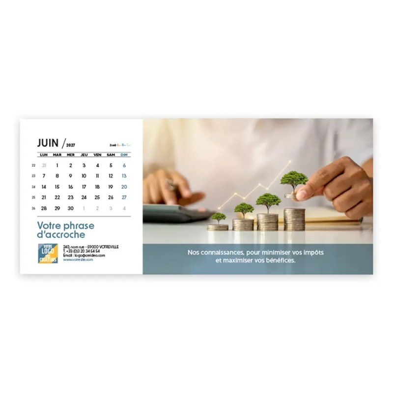 Calendrier chevalet horizontal (23x10 cm) personnalisé - Comptable