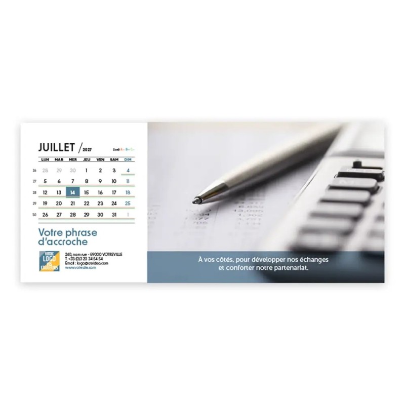 Calendrier chevalet horizontal (23x10 cm) personnalisé - Comptable