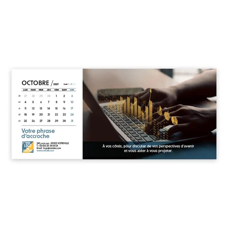 Calendrier chevalet horizontal (23x10 cm) personnalisé - Comptable