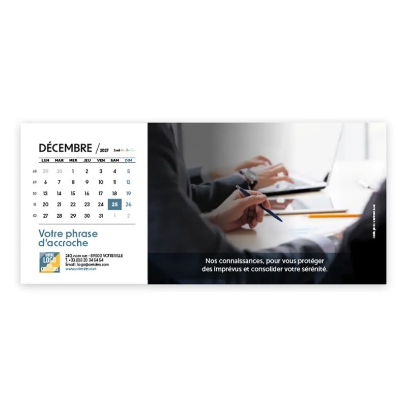 Calendrier chevalet horizontal (23x10 cm) personnalisé - Comptable