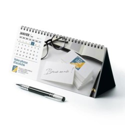 Calendrier chevalet horizontal (23x10 cm) personnalisé - Logo intégré Au bureau