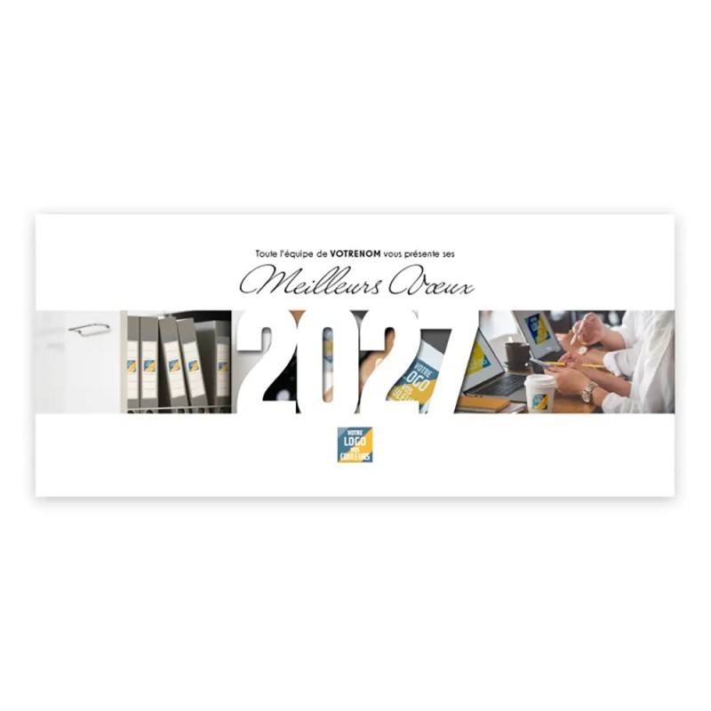 Calendrier chevalet horizontal (23x10 cm) personnalisé - Logo intégré Au bureau