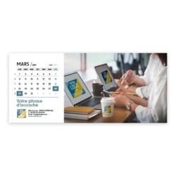 Calendrier chevalet horizontal (23x10 cm) personnalisé - Logo intégré Au bureau