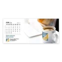 Calendrier chevalet horizontal (23x10 cm) personnalisé - Logo intégré Au bureau