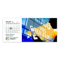Calendrier chevalet horizontal (23x10 cm) personnalisé - Logo intégré Au bureau