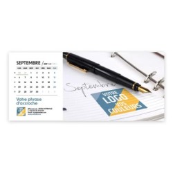 Calendrier chevalet horizontal (23x10 cm) personnalisé - Logo intégré Au bureau