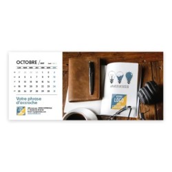 Calendrier chevalet horizontal (23x10 cm) personnalisé - Logo intégré Au bureau
