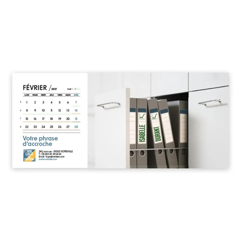 Calendrier chevalet horizontal (23x10 cm) personnalisé - nominatif Mon Bureau