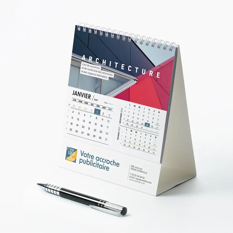 Calendrier chevalet intégral (15x18 cm) personnalisé - Arts