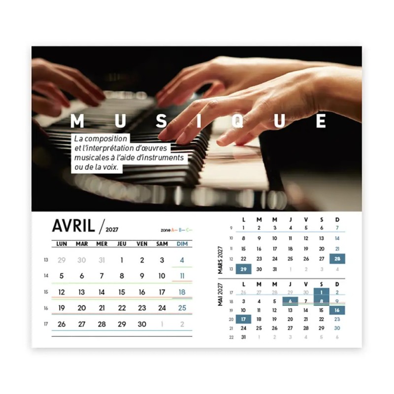 Calendrier chevalet intégral (15x18 cm) personnalisé - Arts