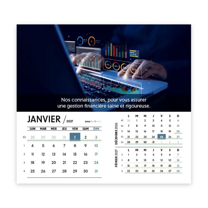 Calendrier chevalet intégral (15x18 cm) personnalisé - Comptable