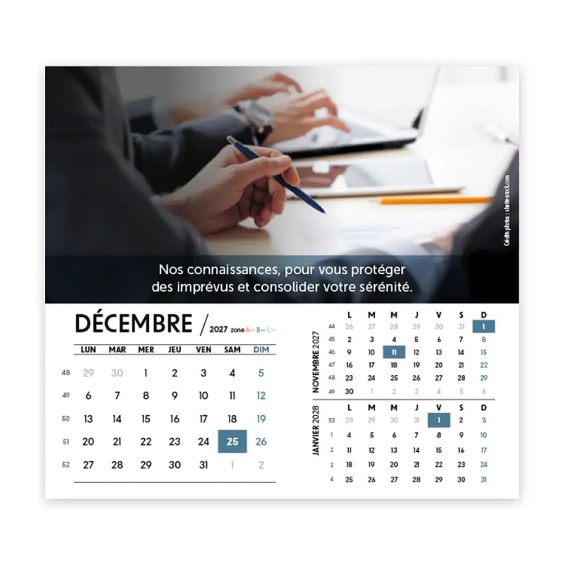 Calendrier chevalet intégral (15x18 cm) personnalisé - Comptable