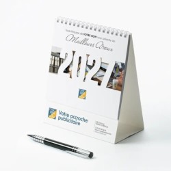 Calendrier chevalet intégral (15x18 cm) personnalisé - Logo intégré Au bureau