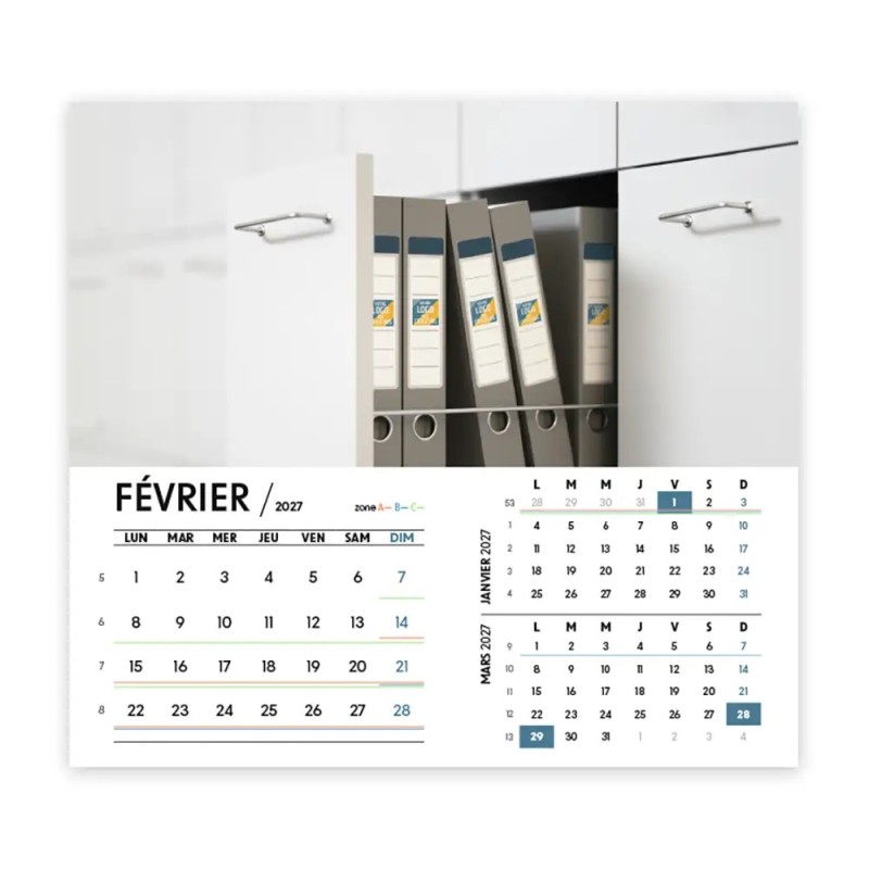 Calendrier chevalet intégral (15x18 cm) personnalisé - Logo intégré Au bureau