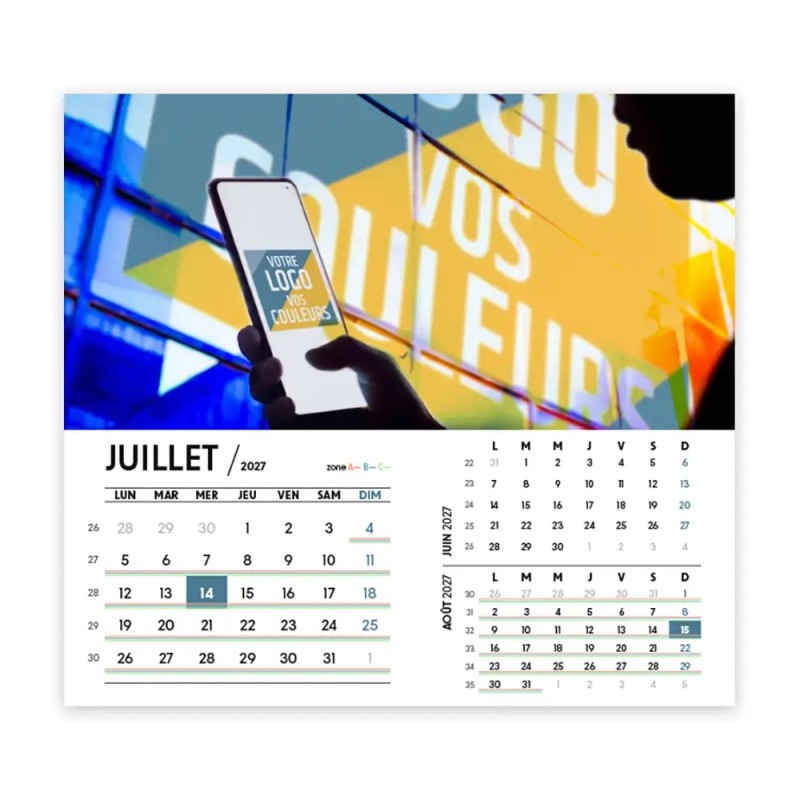 Calendrier chevalet intégral (15x18 cm) personnalisé - Logo intégré Au bureau