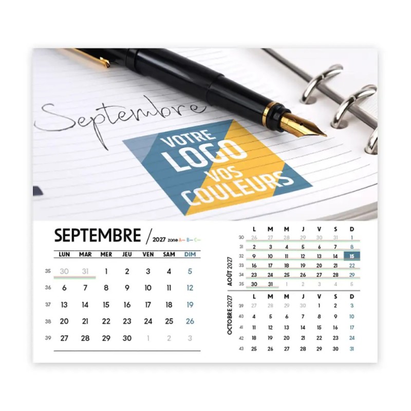 Calendrier chevalet intégral (15x18 cm) personnalisé - Logo intégré Au bureau