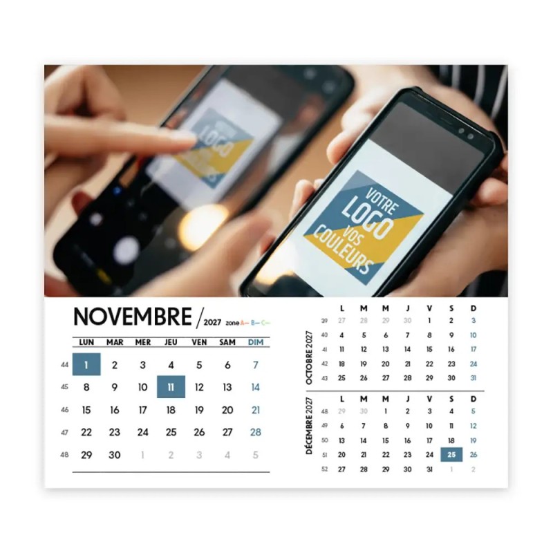 Calendrier chevalet intégral (15x18 cm) personnalisé - Logo intégré Au bureau