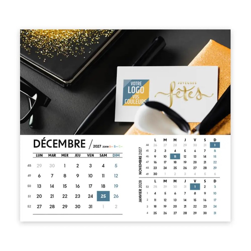 Calendrier chevalet intégral (15x18 cm) personnalisé - Logo intégré Au bureau