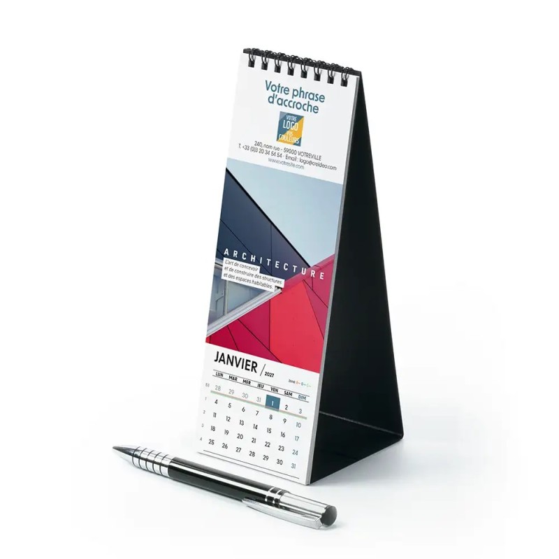 Calendrier chevalet vertical (21x7,5 cm) personnalisé - Arts
