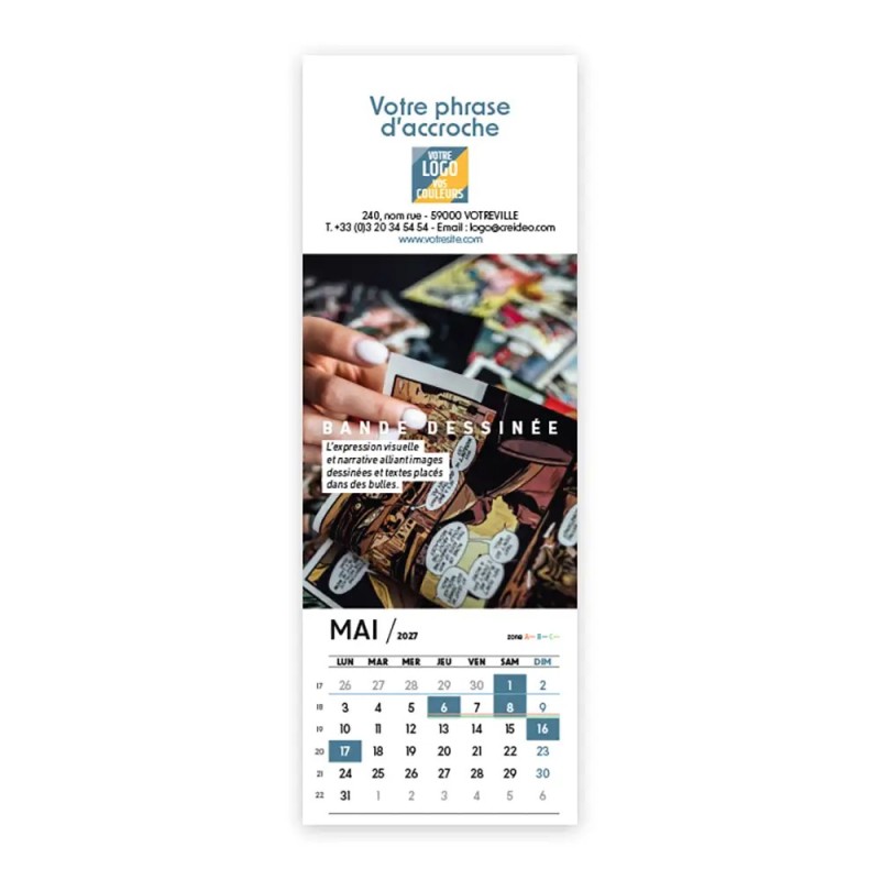 Calendrier chevalet vertical (21x7,5 cm) personnalisé - Arts