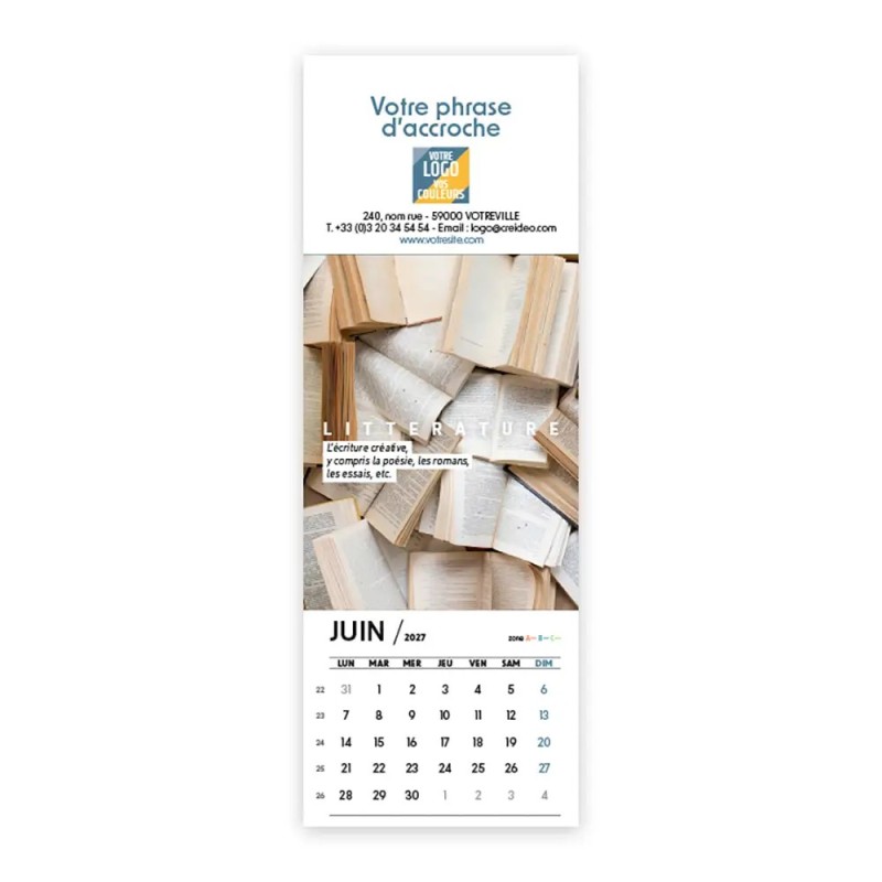 Calendrier chevalet vertical (21x7,5 cm) personnalisé - Arts