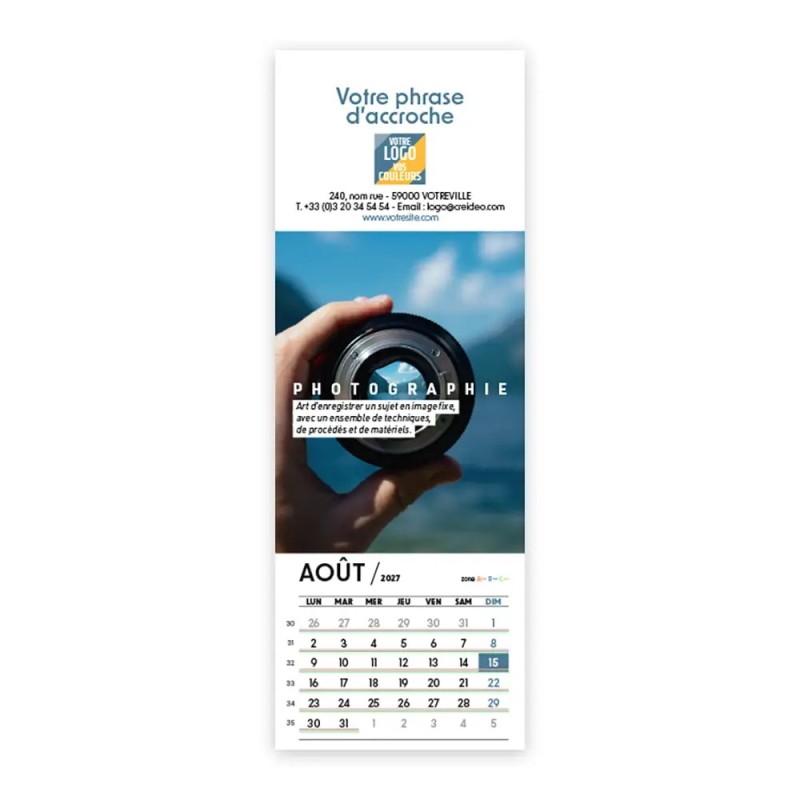 Calendrier chevalet vertical (21x7,5 cm) personnalisé - Arts