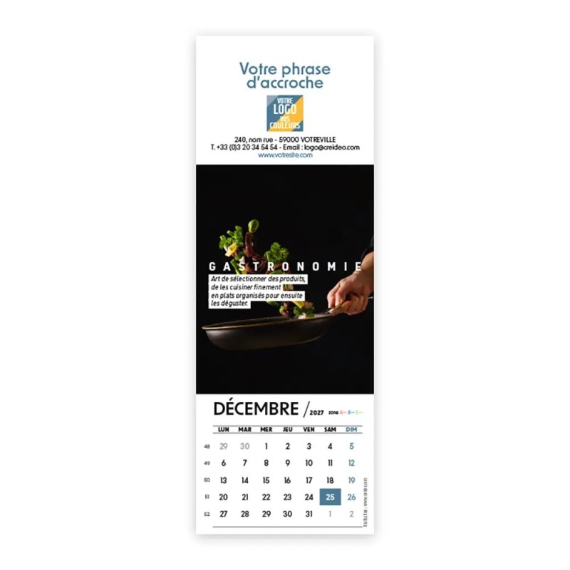 Calendrier chevalet vertical (21x7,5 cm) personnalisé - Arts