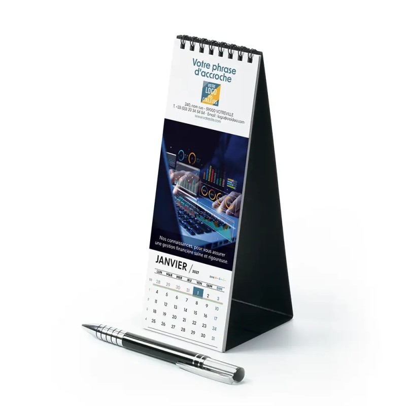 Calendrier chevalet vertical (21x7,5 cm) personnalisé - Comptable