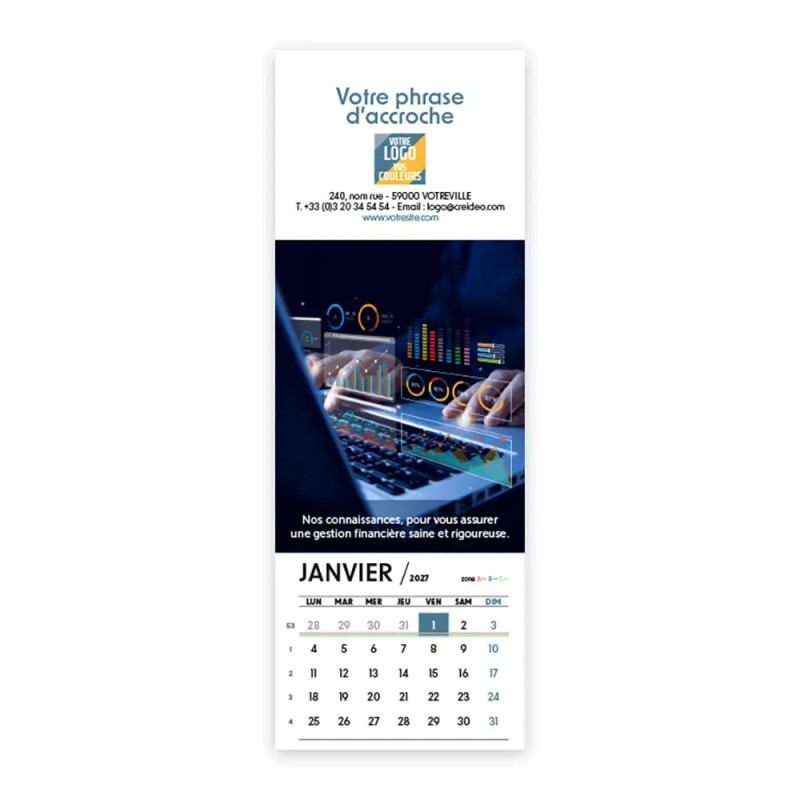 Calendrier chevalet vertical (21x7,5 cm) personnalisé - Comptable